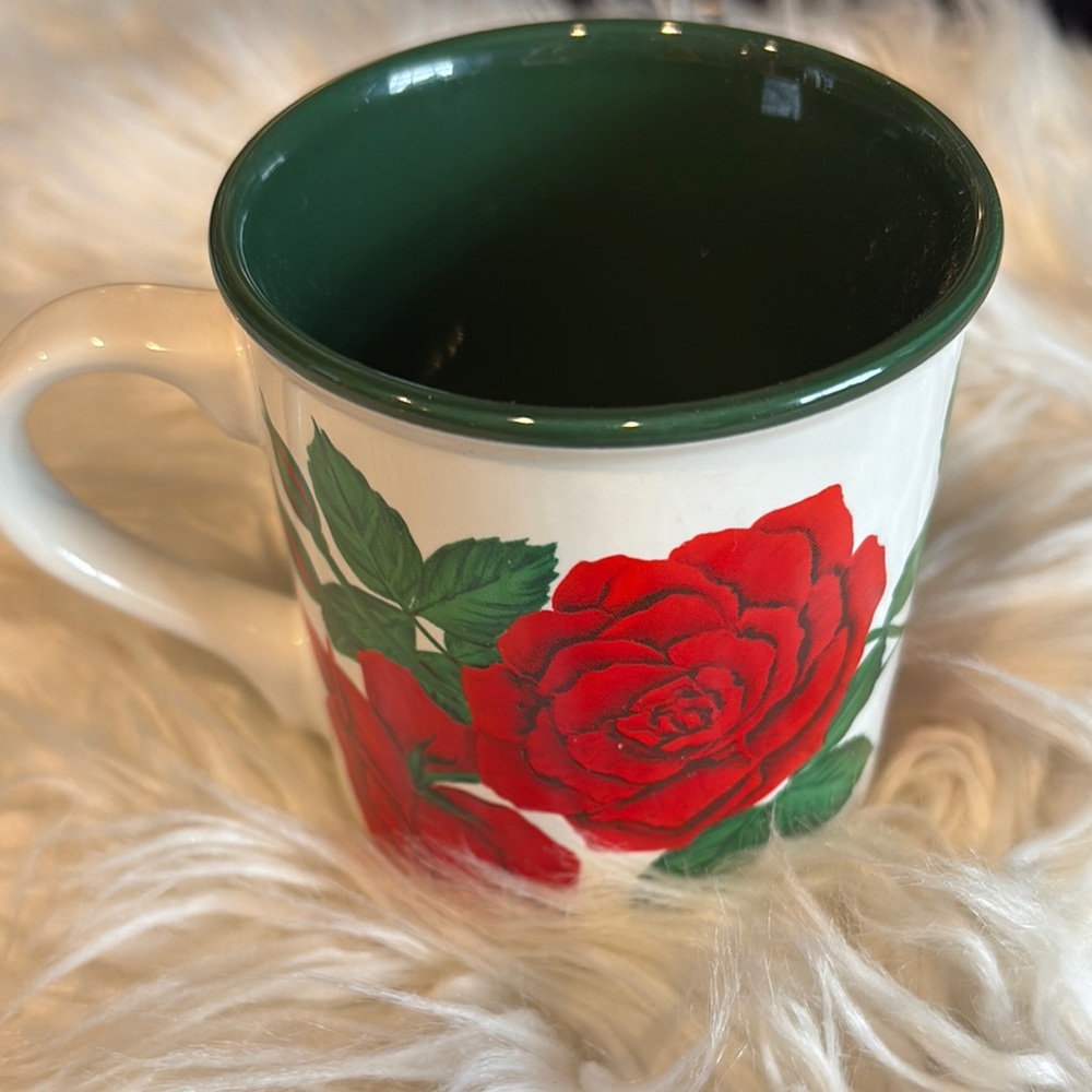 Flowers Inc Balloons Floral Green and Red Ceramic Mug